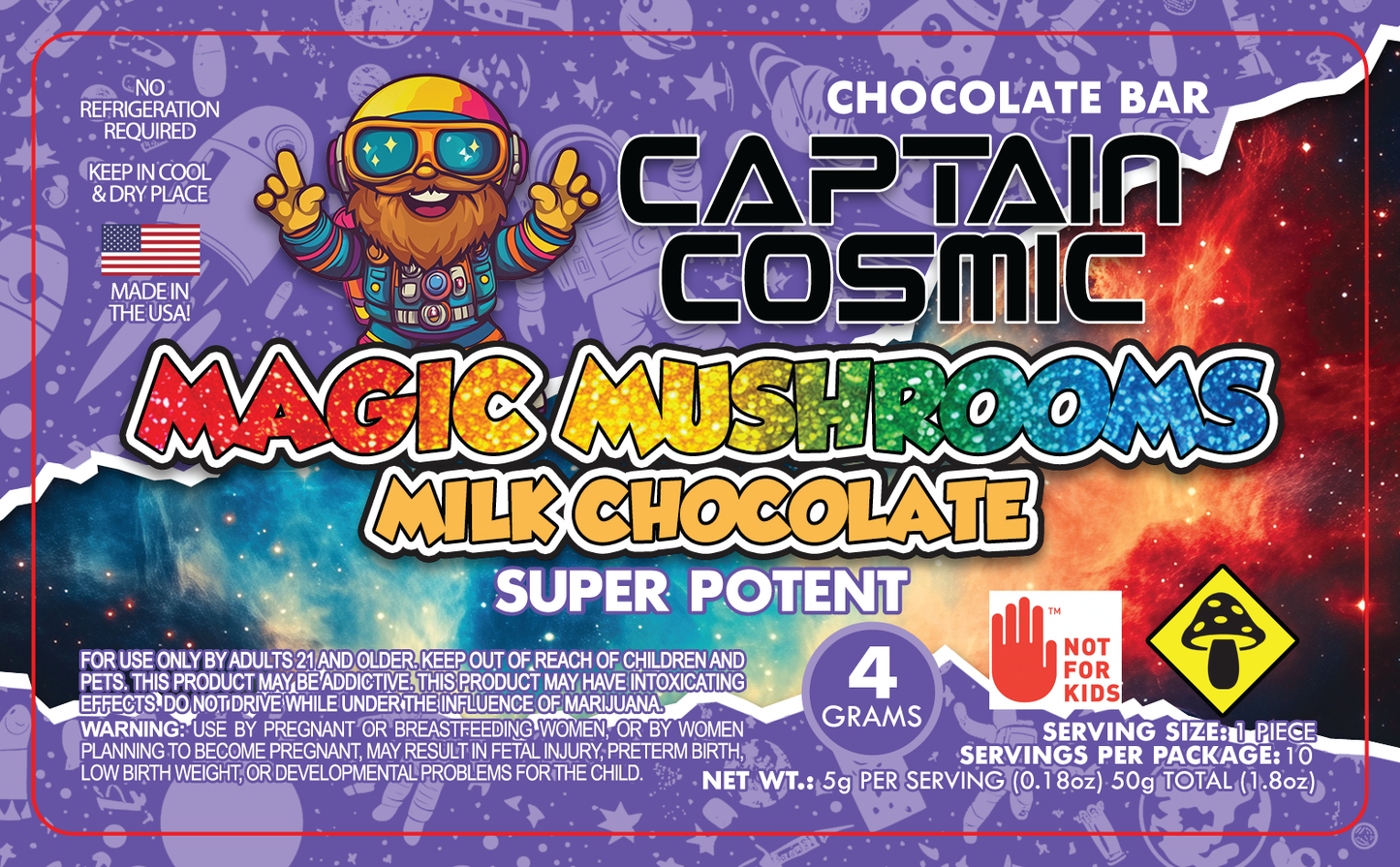 Captain Cosmic Magic Mushroom Labels