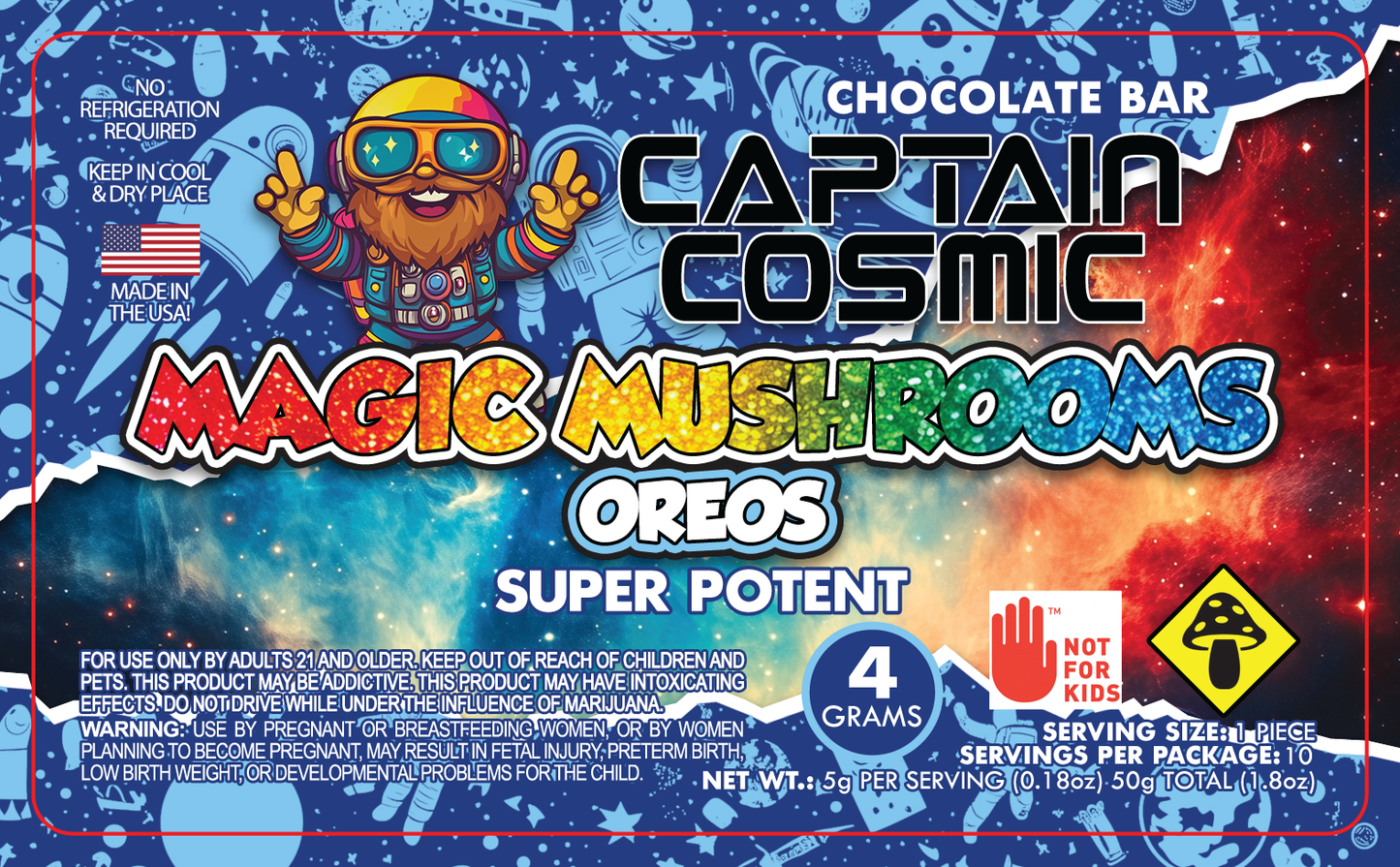 Captain Cosmic Magic Mushroom Labels
