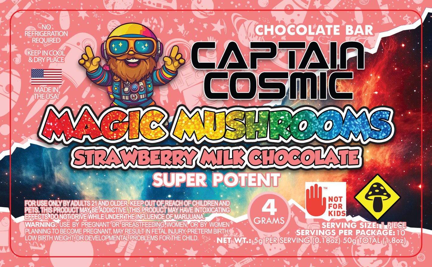Captain Cosmic Magic Mushroom Labels