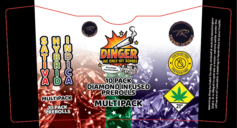 Dingers 10 Pack Diamond Infused Preroll Labels