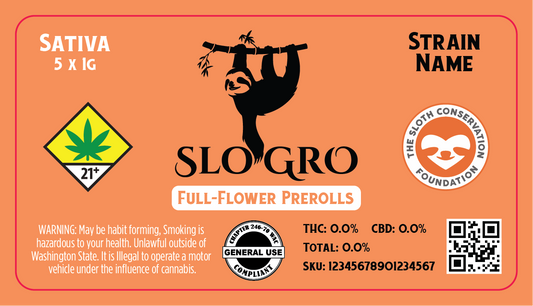 Slo Gro 5x1g Preroll Pack Label Horizontal (DOH)