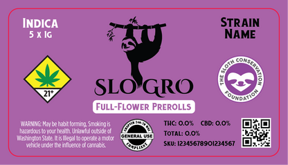 Slo Gro 5x1g DOH Preroll Pack Label Horizontal