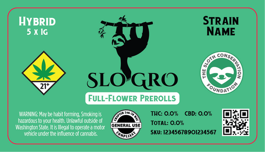 Slo Gro 5x1g DOH Preroll Pack Label Horizontal