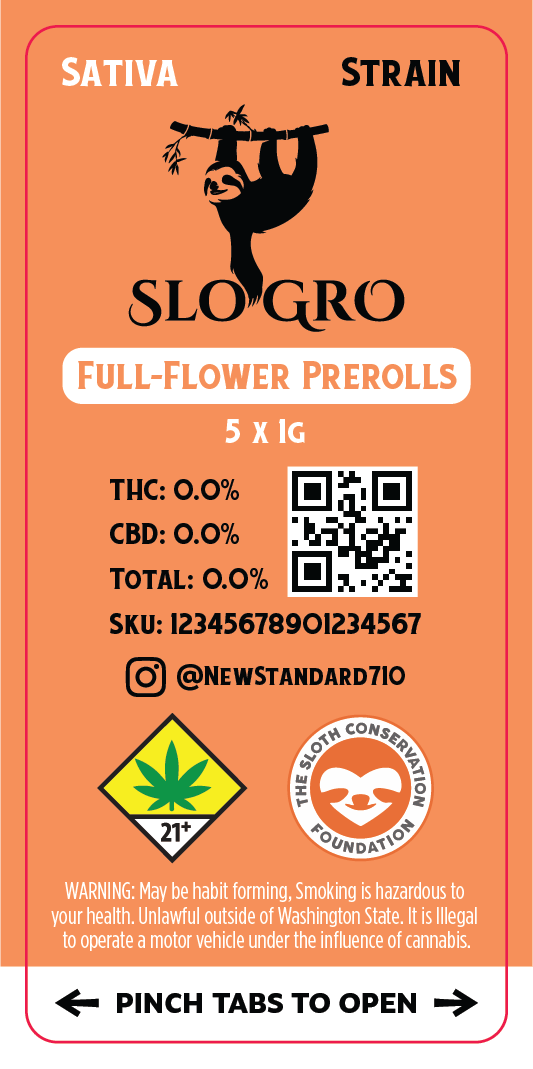 Slo Gro 5x1g Preroll Pack Label