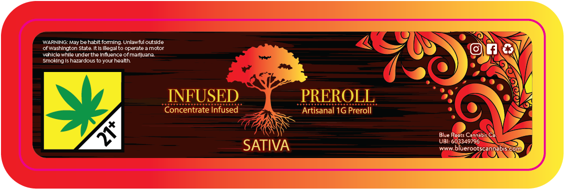 Blue Roots Infused Joint Tube Labels
