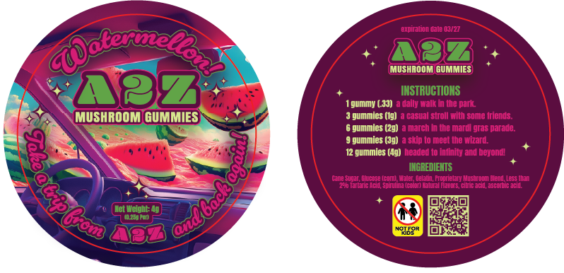 AZ - A2Z Shrooms Labels (Front and Back set)