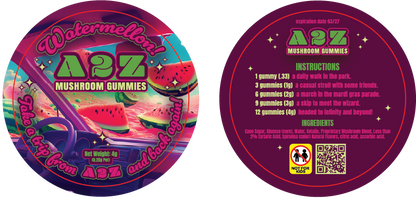 AZ - A2Z Shrooms Labels (Front and Back set)
