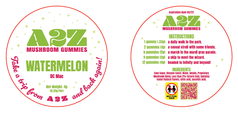 AZ - A2Z Shrooms Labels (Front and Back set)