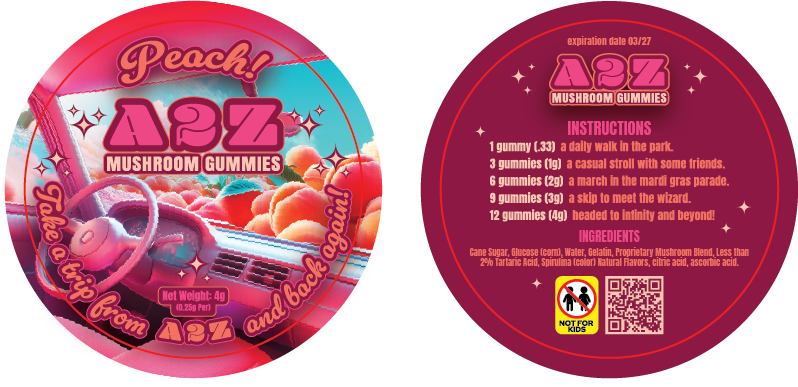 AZ - A2Z Shrooms Labels (Front and Back set)