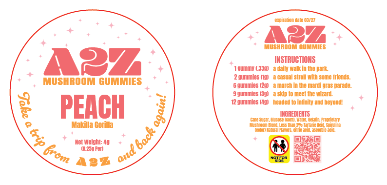 AZ - A2Z Shrooms Labels (Front and Back set)
