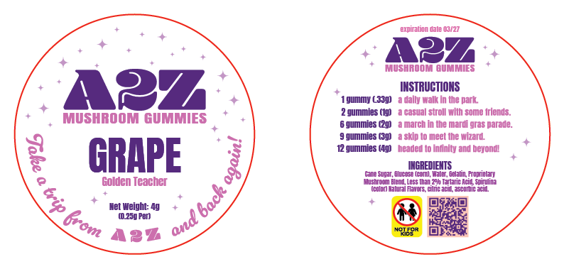AZ - A2Z Shrooms Labels (Front and Back set)