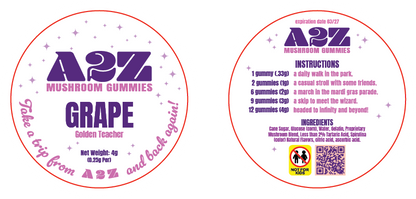 AZ - A2Z Shrooms Labels (Front and Back set)