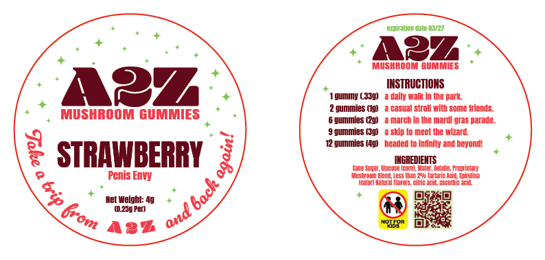 AZ - A2Z Shrooms Labels (Front and Back set)