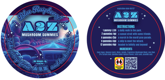 AZ - A2Z Shrooms Labels (Front and Back set)
