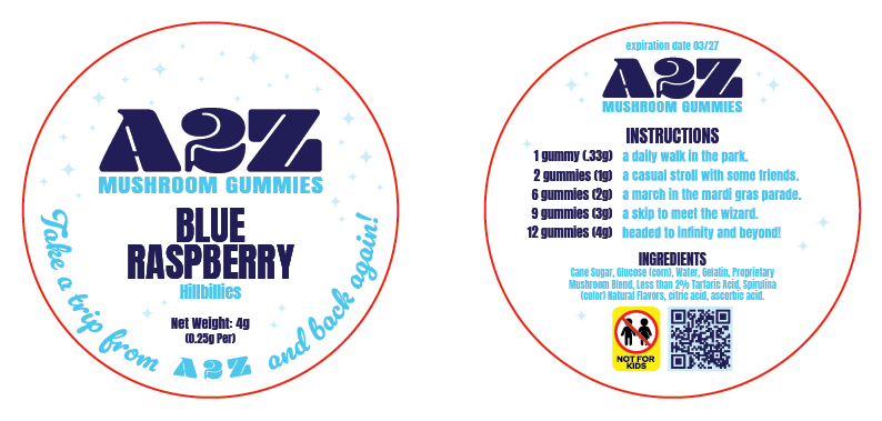 AZ - A2Z Shrooms Labels (Front and Back set)