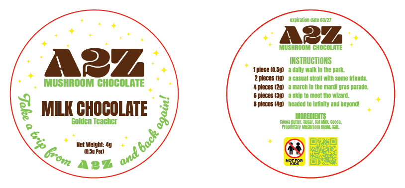 AZ - Chocolate Bar Round Labels (Front and Back Set)