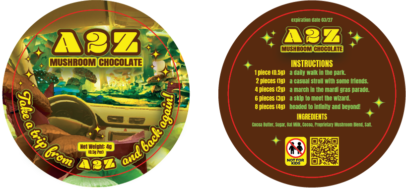 AZ - Chocolate Bar Round Labels (Front and Back Set)
