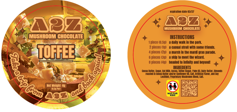 AZ - Chocolate Bar Round Labels (Front and Back Set)