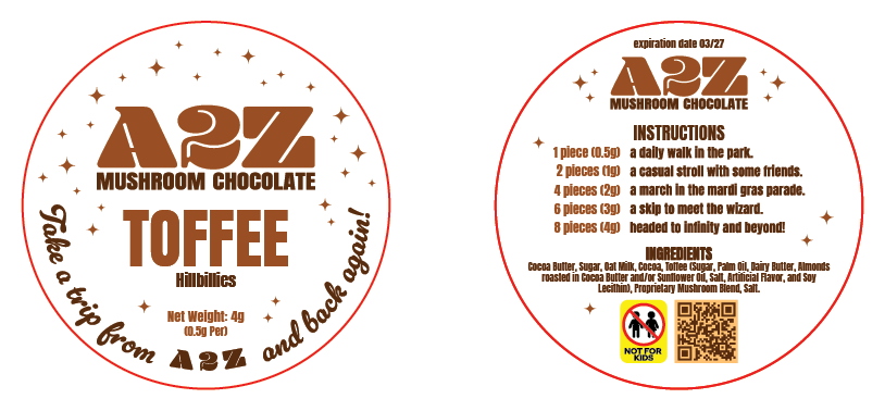 AZ - Chocolate Bar Round Labels (Front and Back Set)
