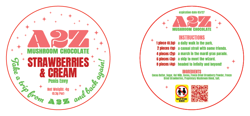 AZ - Chocolate Bar Round Labels (Front and Back Set)