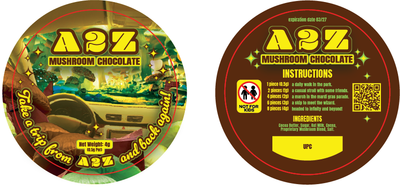 Chocolate Bar Round Labels (Front and Back Set)