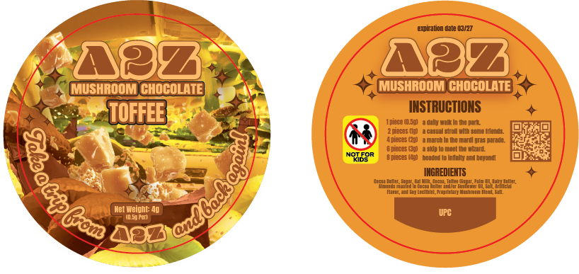 Chocolate Bar Round Labels (Front and Back Set)