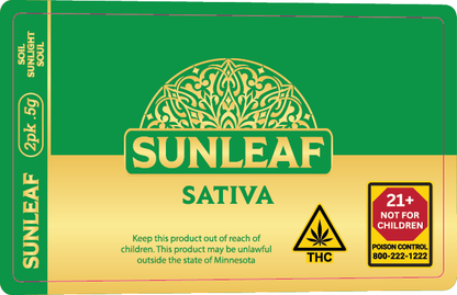 MN - Sunleaf 2 Pack 0.5g Preroll Labels