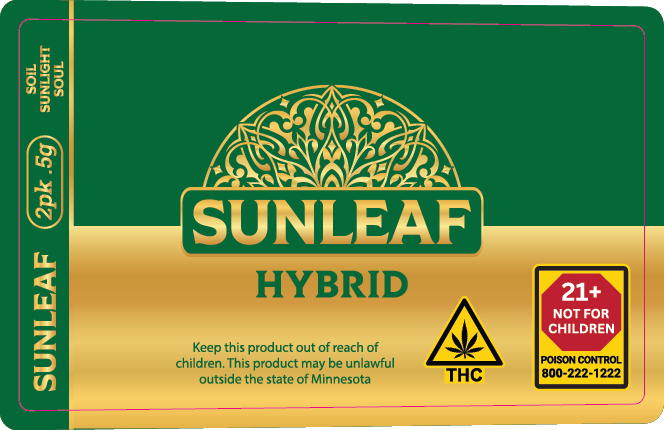 MN - Sunleaf 2 Pack 0.5g Preroll Labels
