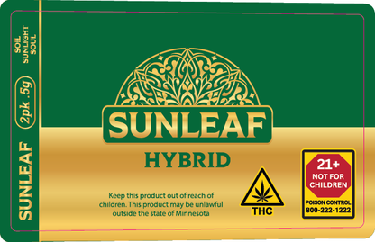 MN - Sunleaf 2 Pack 0.5g Preroll Labels