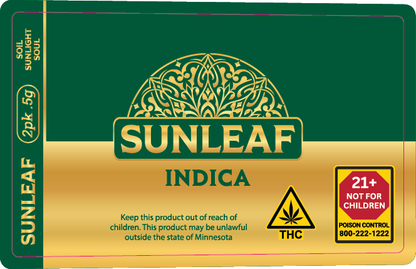 MN - Sunleaf 2 Pack 0.5g Preroll Labels