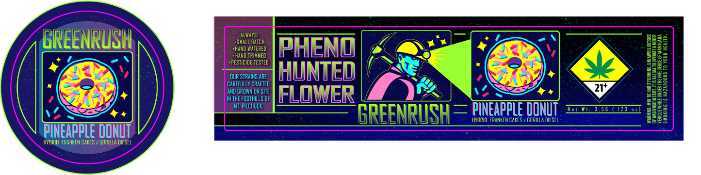Green Rush Jar & Lid Label 3.5G
