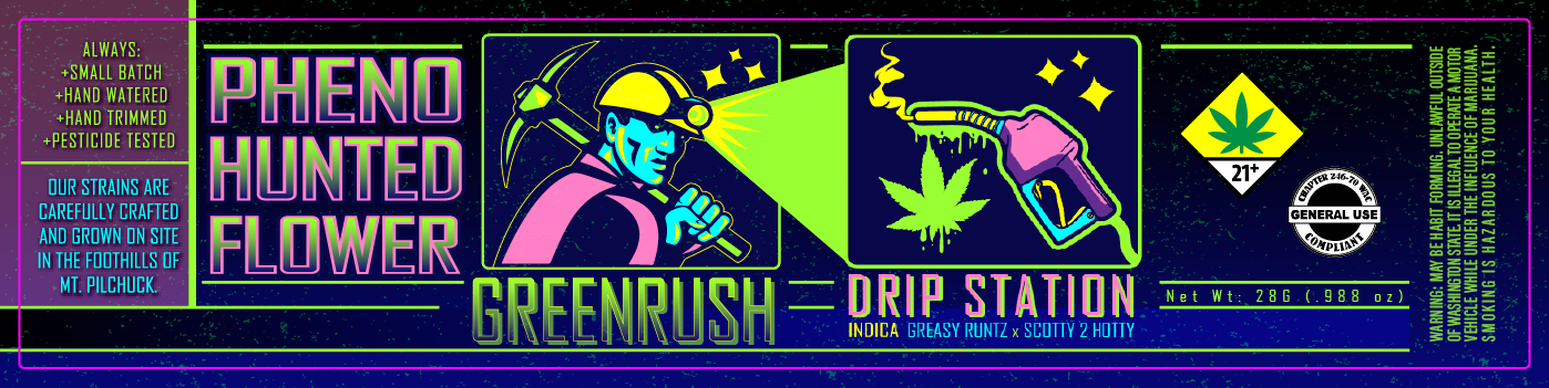 Green Rush Jar Label 28G