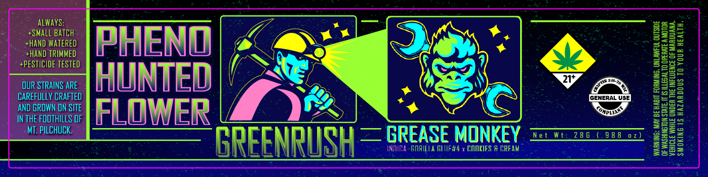 Green Rush Jar Label 28G