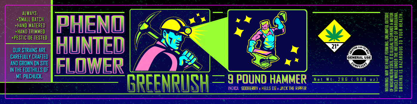 Green Rush Jar Label 28G