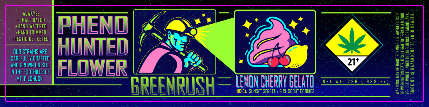 Green Rush Jar Label 28G