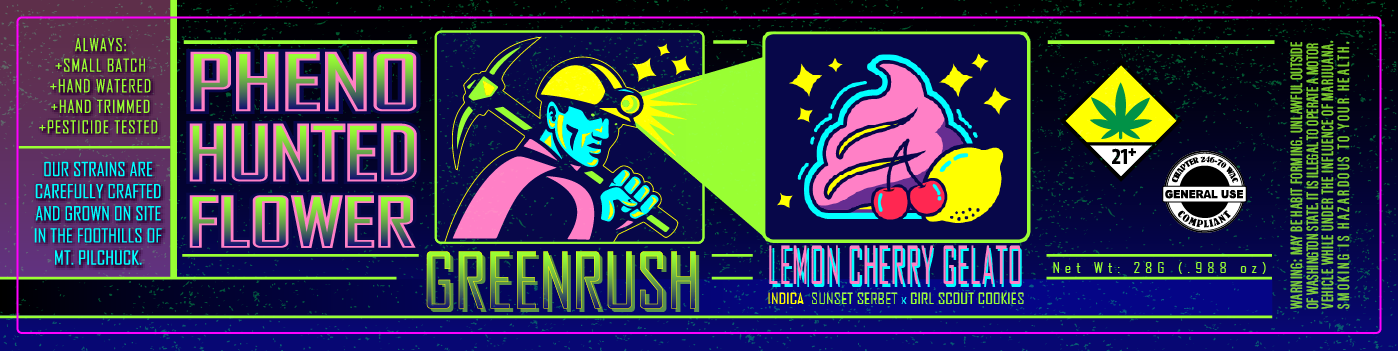 Green Rush Jar Label 28G