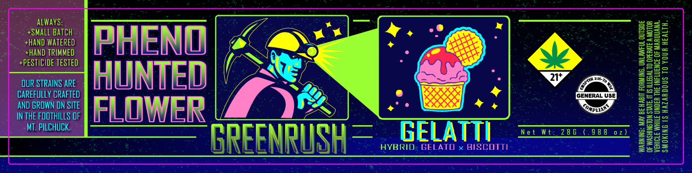 Green Rush Jar Label 28G