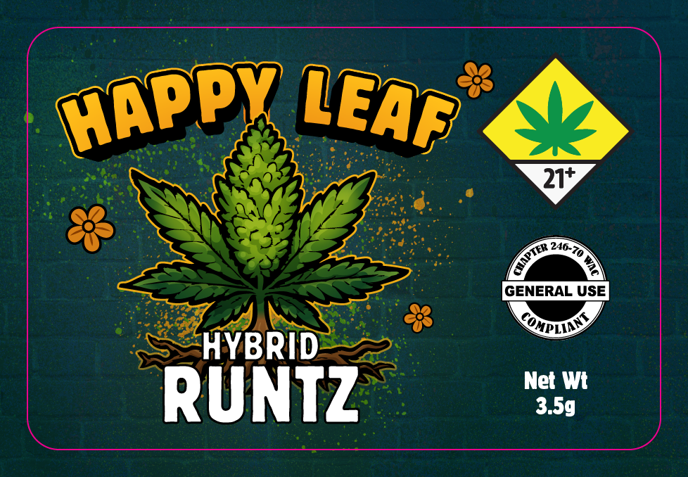 Happy Leaf 3x2 Labels
