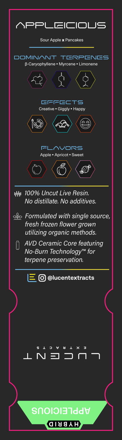 Lucent Live Resin 100% Uncut Vape Label