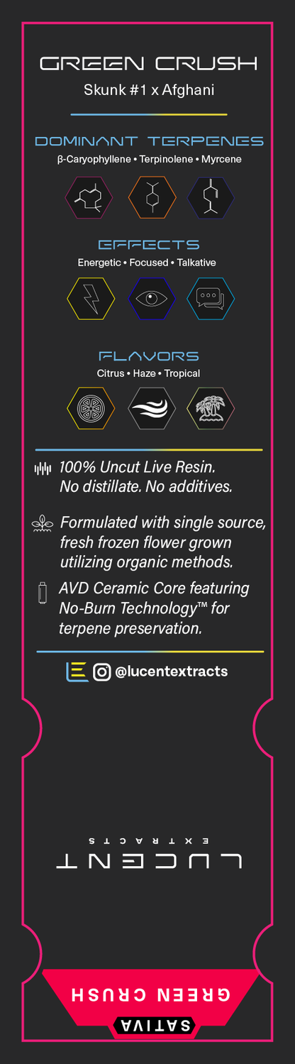 Lucent Live Resin 100% Uncut Vape Label