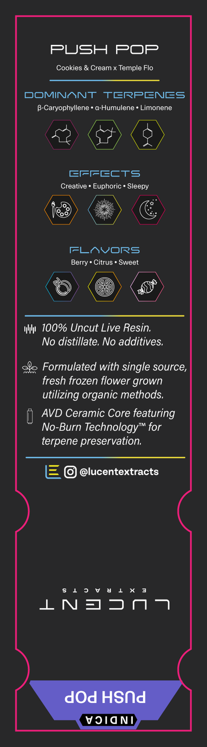 Lucent Live Resin 100% Uncut Vape Label