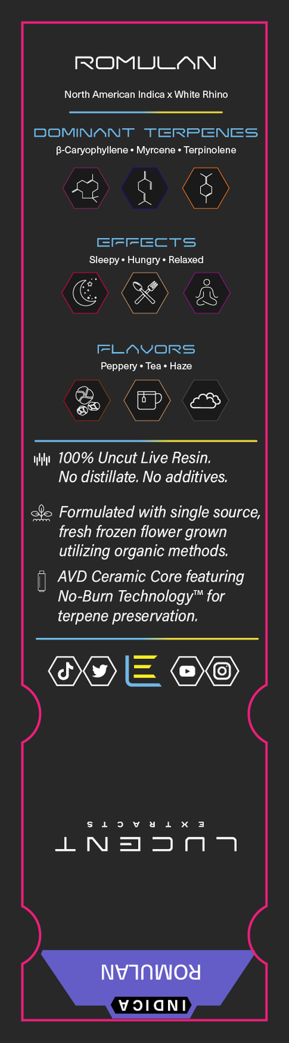 Lucent Live Resin 100% Uncut Vape Label