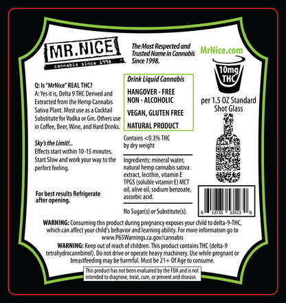 Mr. Nice Alcohol Free Spirits Labels