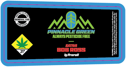 Pinnacle Green Preroll Labels 1g