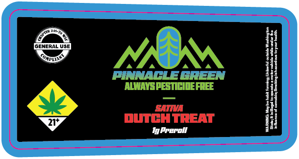 Pinnacle Green Preroll Labels 1g