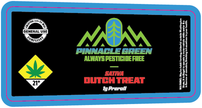 Pinnacle Green Preroll Labels 1g