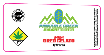 Pinnacle Green Preroll Labels 1g