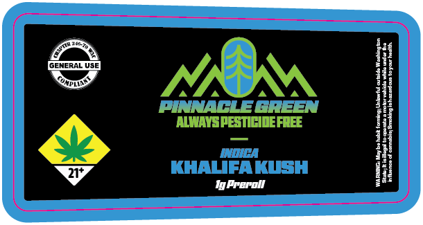 Pinnacle Green Preroll Labels 1g