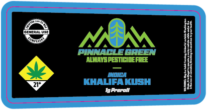Pinnacle Green Preroll Labels 1g