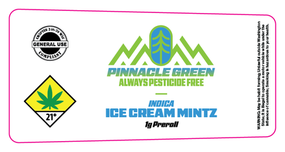 Pinnacle Green Preroll Labels 1g